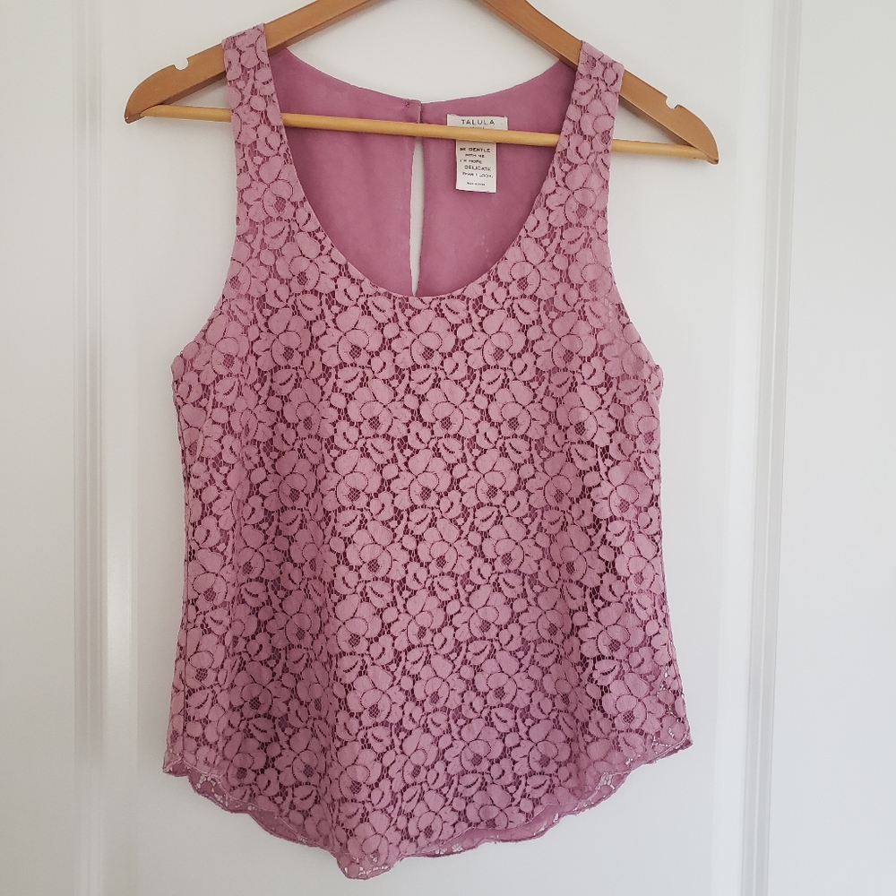 Talula Aritzia Betty Pink Lace Shell Camisole Tank XS
